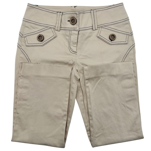 Cache Early 2000s Khaki Cropped Slim Fit Low Rise Decorative Pants Size 2 NWOT - Picture 3 of 10